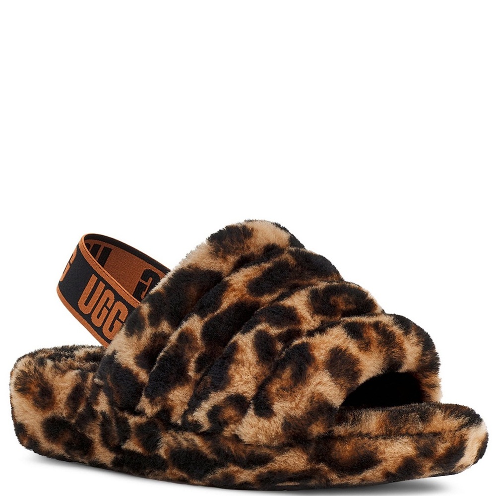 UGG W FLUFF YEAH SLIDE PANTHER PRINT SIZE 11
